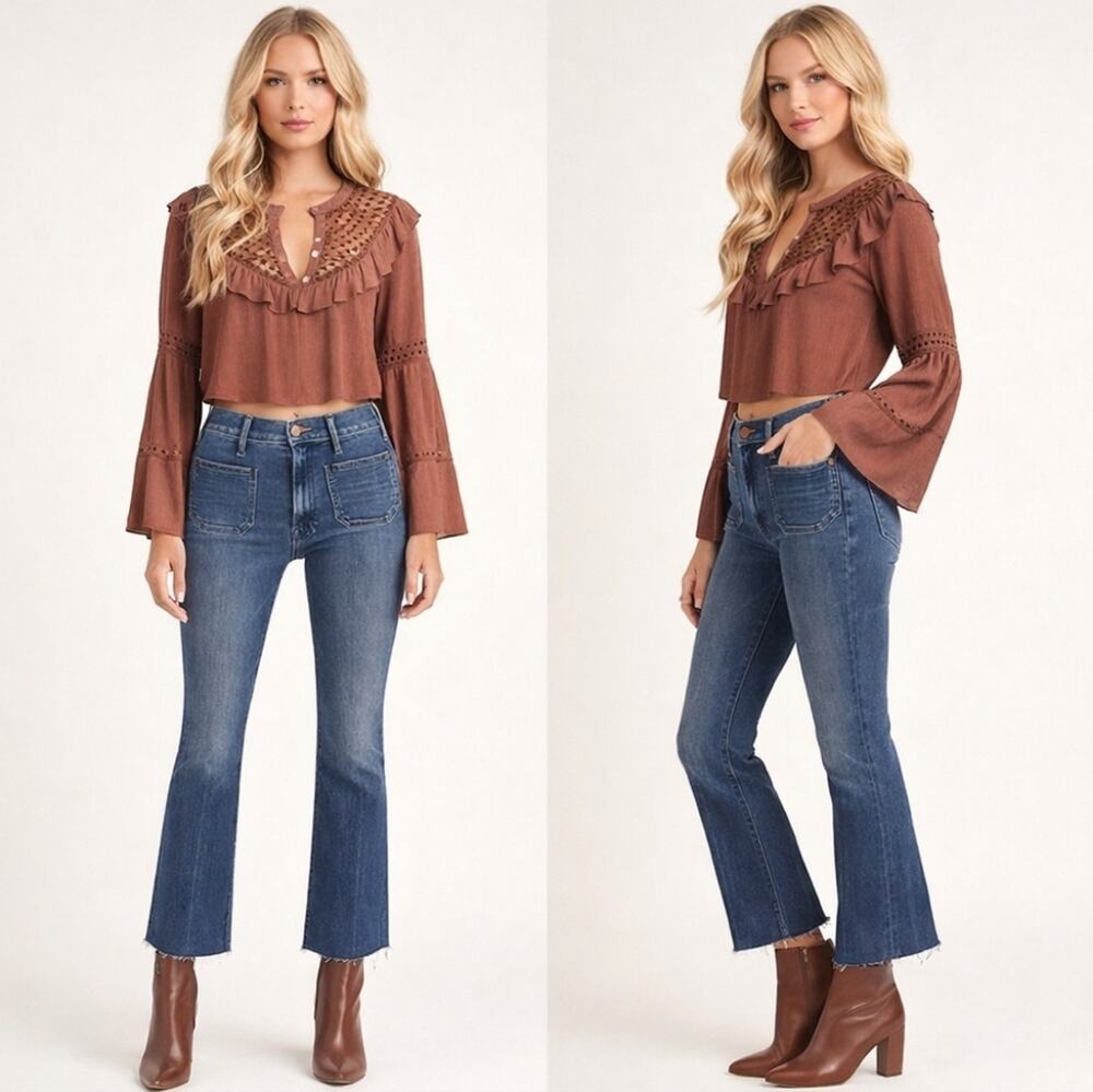 MOTHER The Hustler Patch Pocket Ankle Fray 26 Out For The Evening J1758